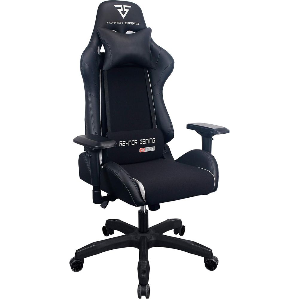 Gaming Chair - 人間工学に基づいたハイバックレーシングスタイルゲーミングチェア、4Dアームレスト、メッシュ＆PUレザー、ランバーサポートと枕付き、ブラック