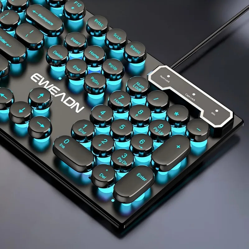 Pc Gaming Keyboard And Mouse - レトロパンクメカニカル風キーボードマウスセット有線ワイヤレスRGBバックライトゲーミングオフィスコンボPCラップトップ用