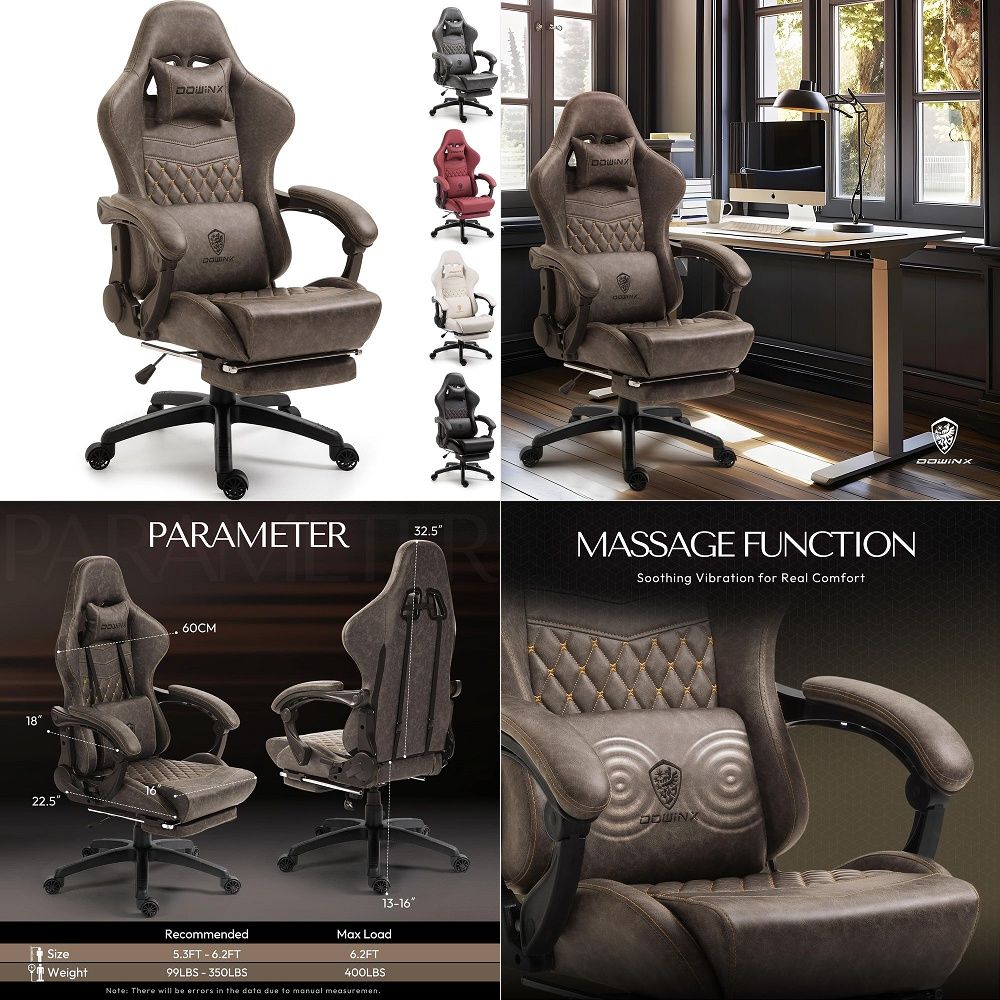 Gaming Chair - Titan Evo ブラック ゲーミングチェア リクライニング、人間工学に基づいた頑丈なコンピューターチェア、4D アームレスト、磁気ヘッドピロー、ランブ付き
