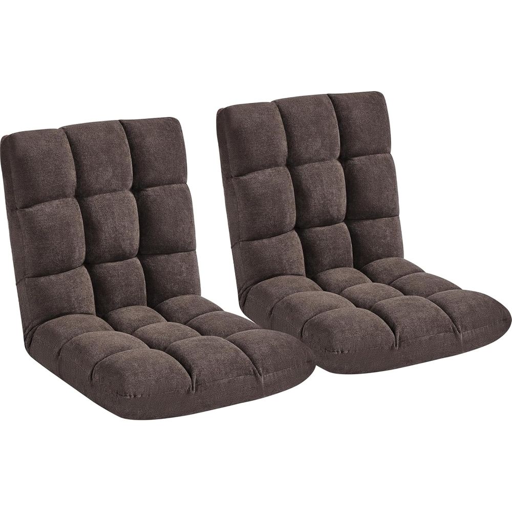 Gaming Chair - パッド入りバックサポートゲーミングチェア、調節可能な背もたれ付き、2ピースリクライニングラウンジセット、ブラウン