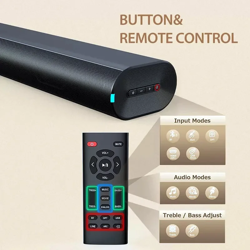 Pc Gaming Apple - 60Wサウンドバー テレビ用 Bluetooth/AUX/HDMI ARC接続対応 サウンドバースピーカー リモコン付き