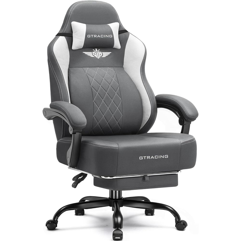 Gaming Chair - 人間工学に基づいたハイバックゲーミングチェア、通気性のある生地、ランバーサポート、フットレスト付き