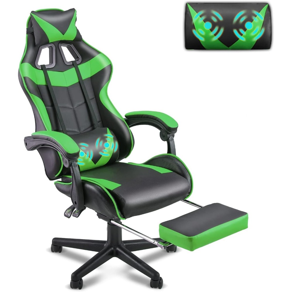 Gaming Chair - 人間工学に基づいたゲーミングチェア（フットレストとランバーサポート付き）