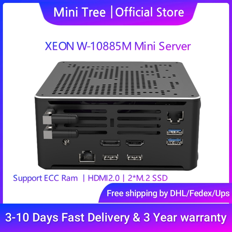 Pc Gaming Cpu - Intel-Mini Gaming PC,xeon,W-10885M,ecc ram,win11,2 x ddr4,nvme,2lans,オフィス,ゲーマー,デスクトップコンピューター,Webサーバー,ホスト,hd,dp,2186m