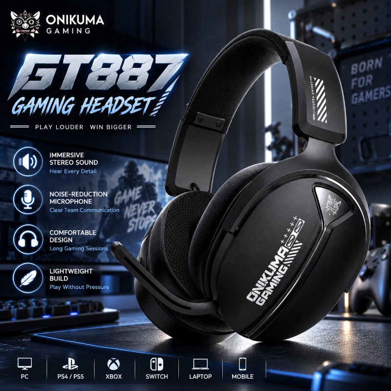 ONIKUMA GT887 ワイヤレスゲーミングヘッドセット - Pc Gaming Apple のレビューと価格