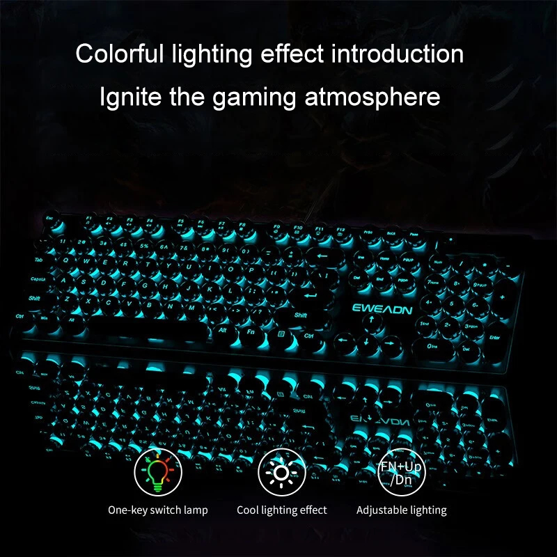 レトロパンクメカニカル風キーボードマウスセット有線ワイヤレス - Pc Gaming Keyboard And Mouse のレビューと価格