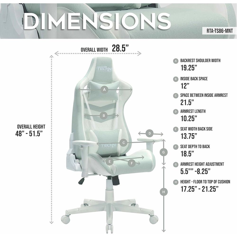 パステルグリーンの多層生地ゲーミングチェア - Gaming Chair のレビューと価格
