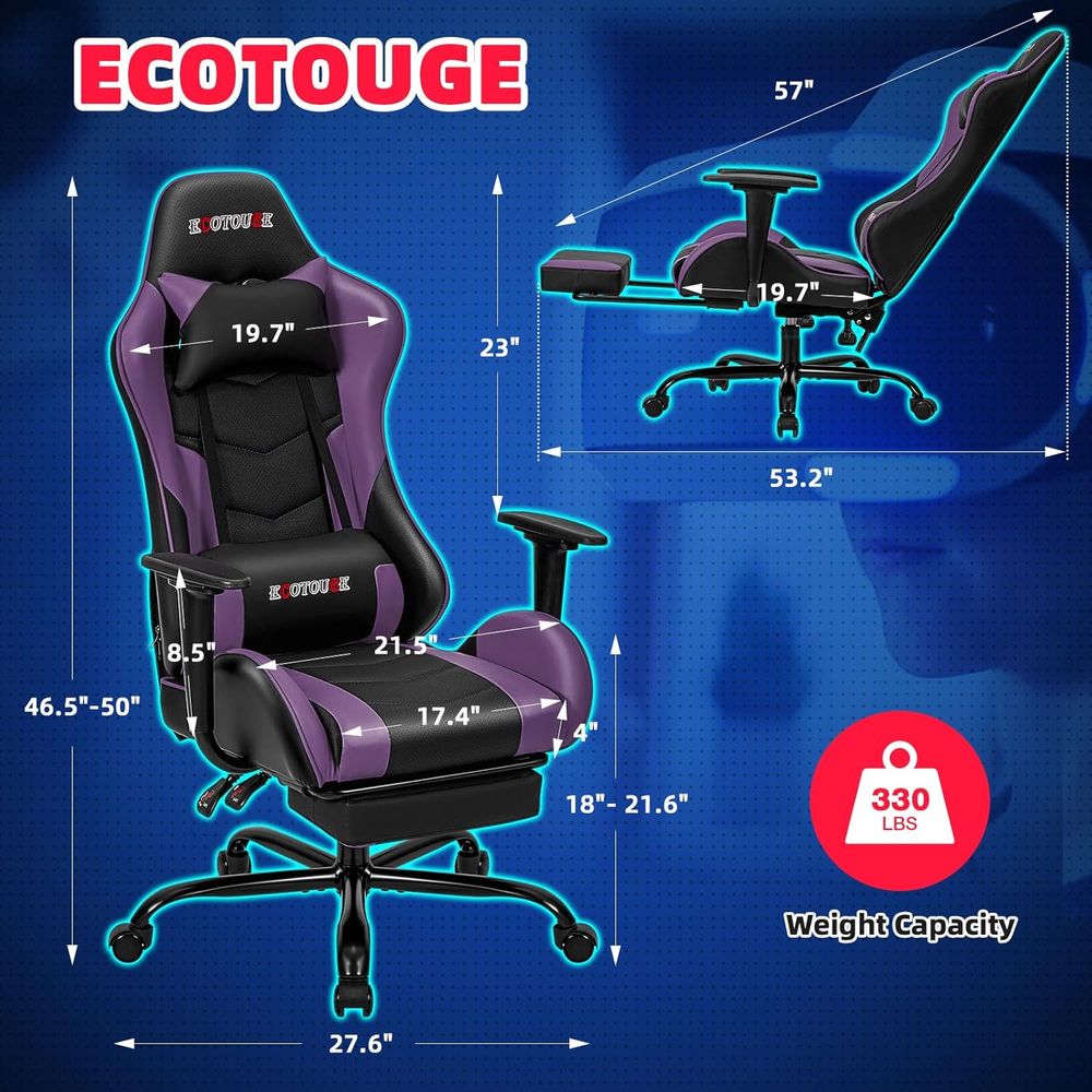 レーシングスタイルのゲーミングチェア（フットレスト付き）、ハ - Gaming Chair のレビューと価格