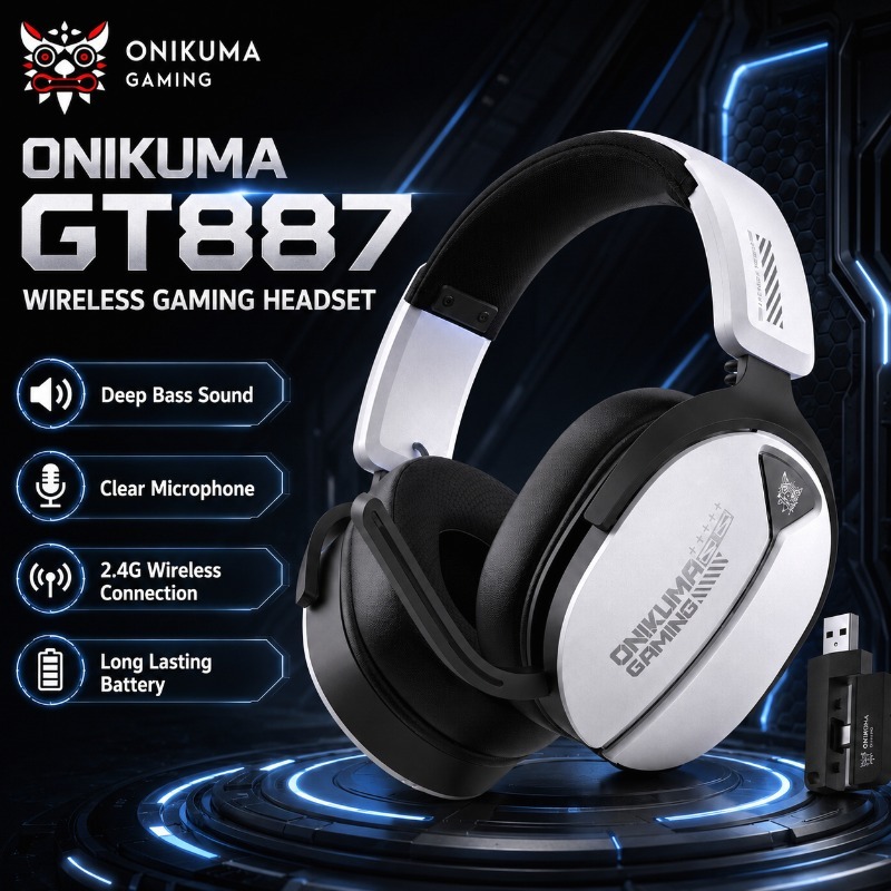 ONIKUMA GT887 ワイヤレスゲーミングヘッドセット - Pc Gaming Apple のレビューと価格
