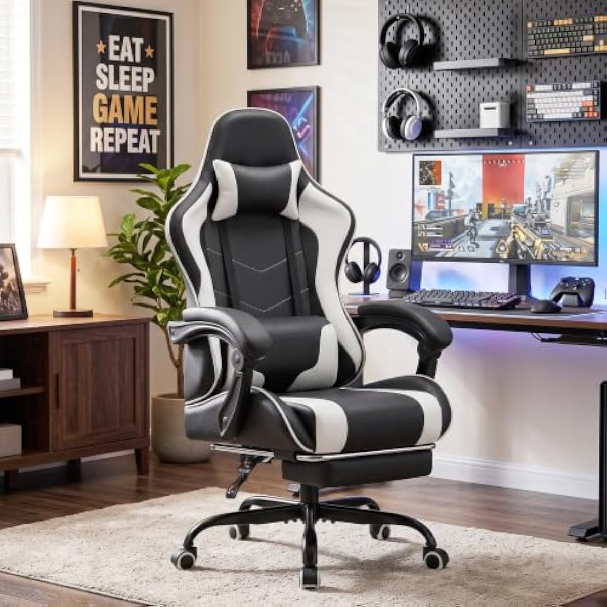 高さ調節可能な回転シート、最大135度までリクライニング可能 - Gaming Chair のレビューと価格