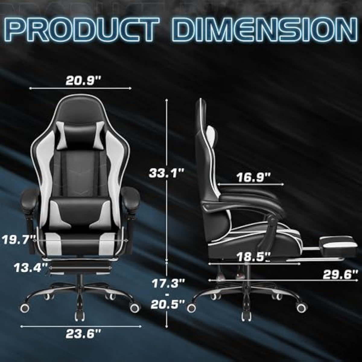 高さ調節可能な回転シート、最大135度までリクライニング可能 - Gaming Chair のレビューと価格