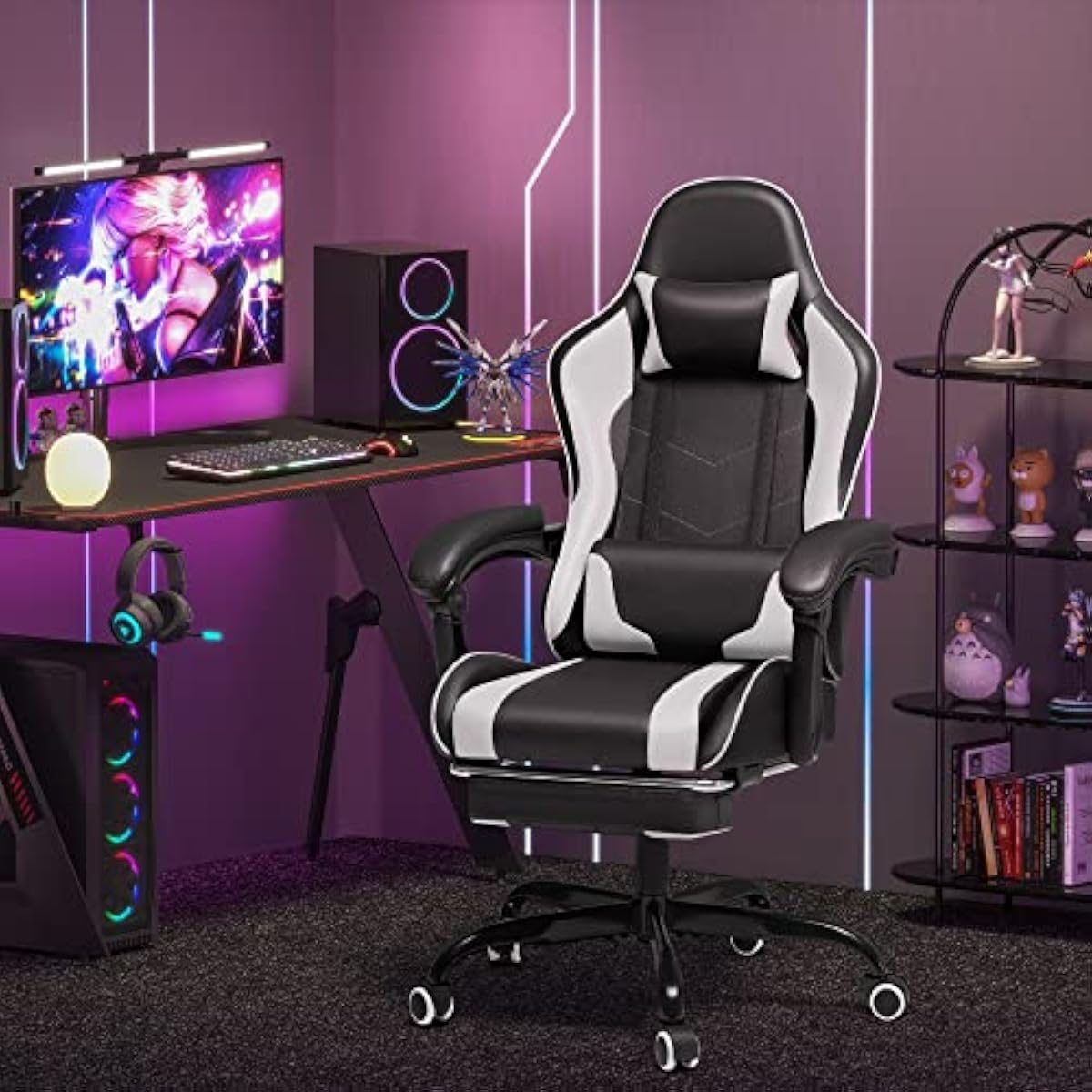 高さ調節可能な回転シート、最大135度までリクライニング可能 - Gaming Chair のレビューと価格