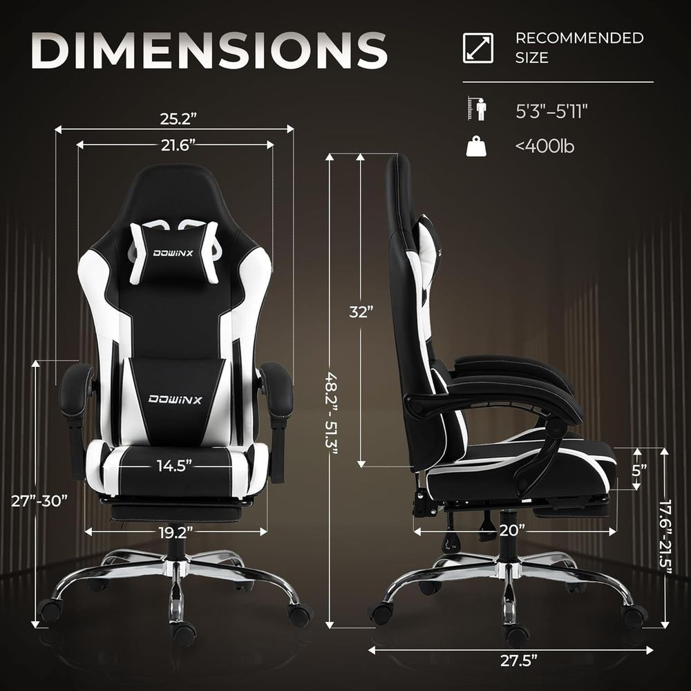 人間工学に基づいたゲーミングチェア、ランバーサポートと枕付き - Gaming Chair のレビューと価格