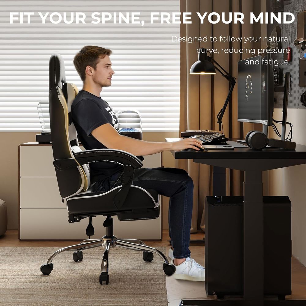 人間工学に基づいたゲーミングチェア、ランバーサポートと枕付き - Gaming Chair のレビューと価格