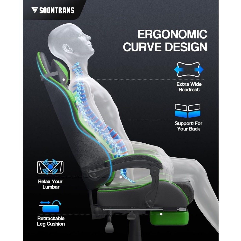 人間工学に基づいたゲーミングチェア（フットレストとランバーサ - Gaming Chair のレビューと価格