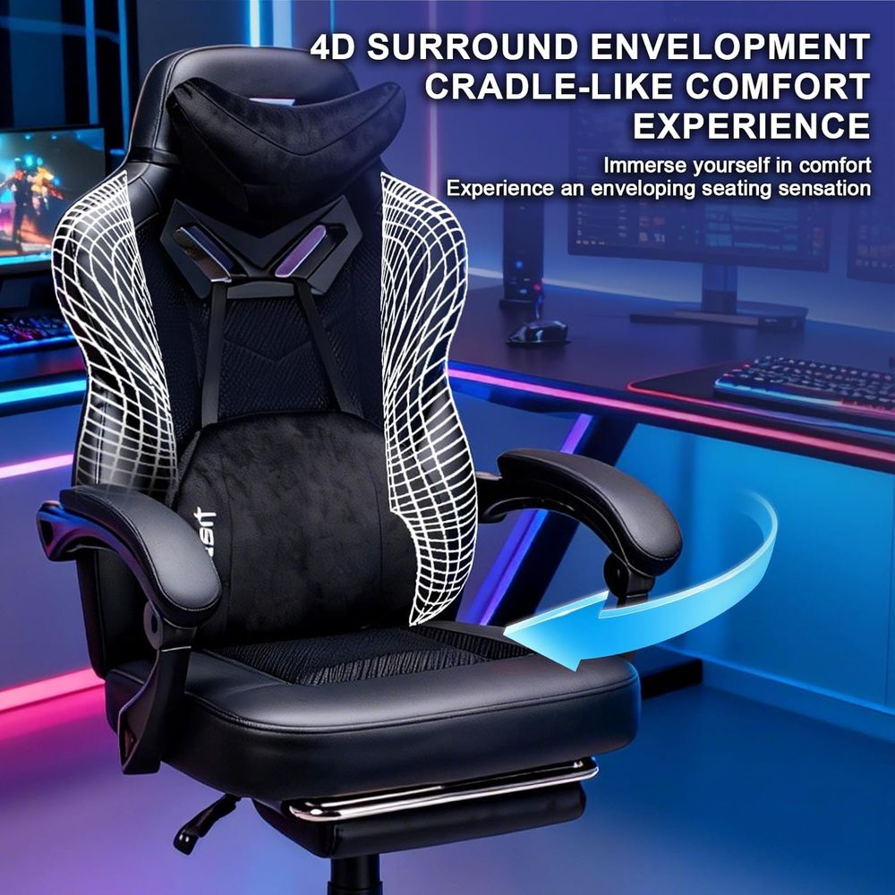 人間工学に基づいたリクライニングオフィスチェア、フットレスト - Gaming Chair のレビューと価格