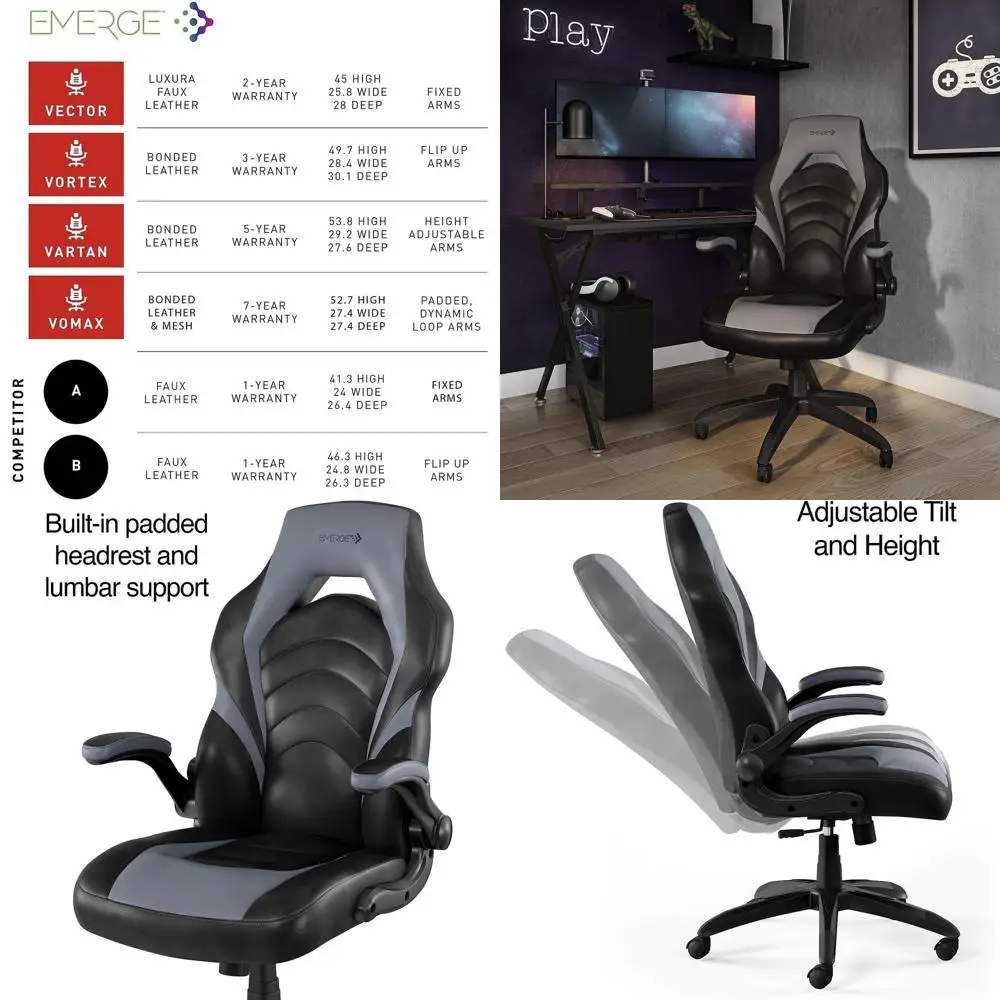 人間工学に基づいた調節可能なゲーミングチェア、高さ調整可能、 - Gaming Chair のレビューと価格