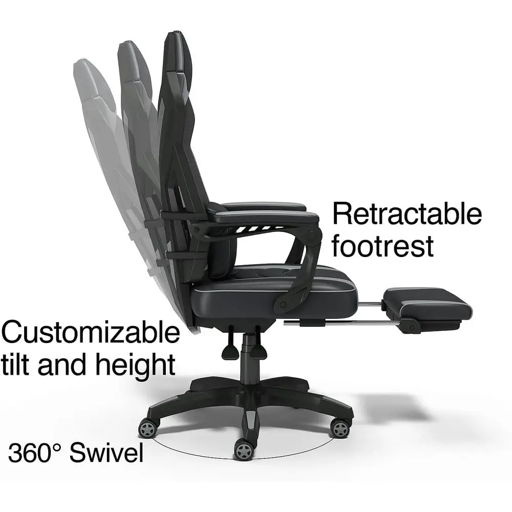 人間工学に基づいた高さ調節可能な回転式ゲーミングチェア（ブラ - Gaming Chair のレビューと価格
